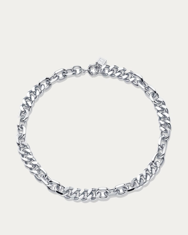 Front of a size O/S Mixed Up Statement Necklace in Silver in Silver by F+H Studios. | dia_product_style_image_id:329375